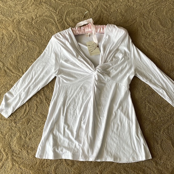 Boston Proper White Twist-Front Blouse L - Picture 2 of 9